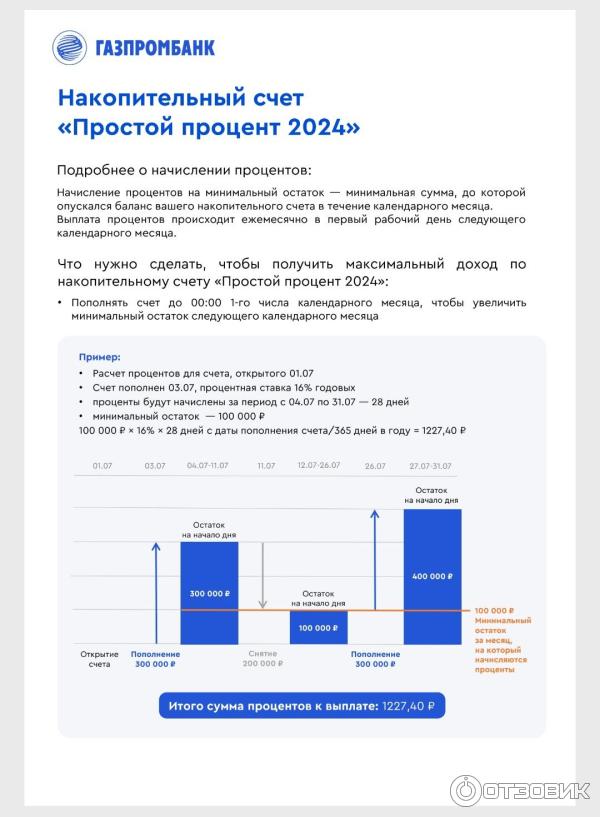 Накопительный счет Газпромбанк Простой процент 2024 фото