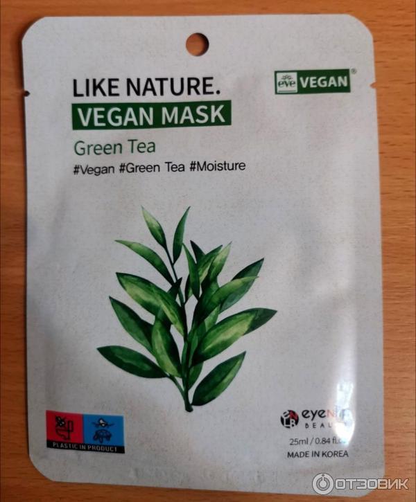 Тканевая маска для лица Eyenlip like nature vegan mask Green Tea фото