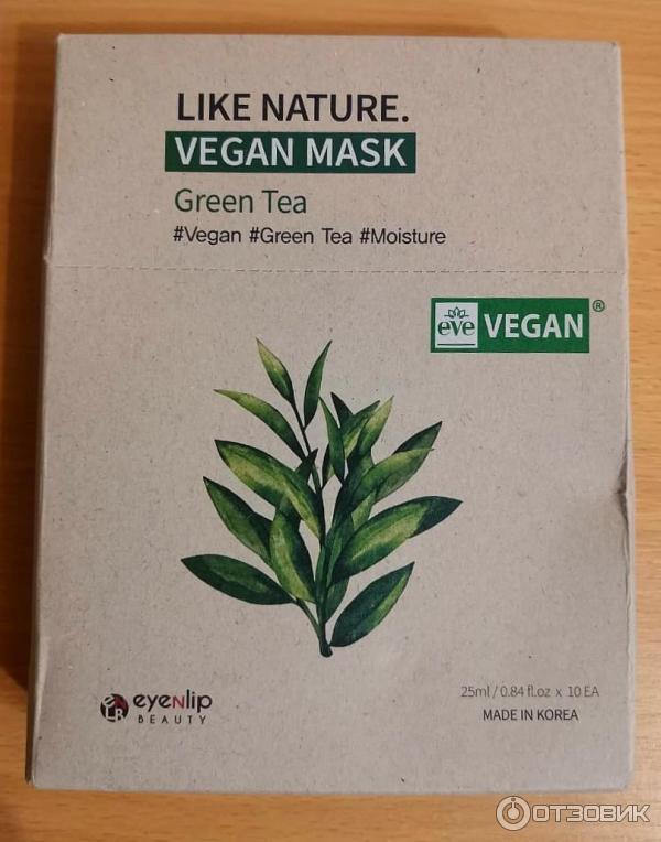 Тканевая маска для лица Eyenlip like nature vegan mask Green Tea фото