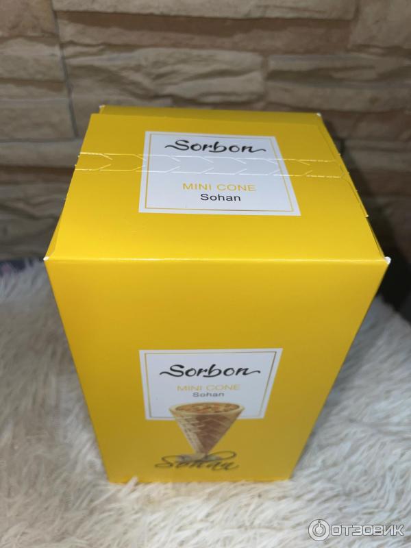 Мини-рожок хрустящий с начинкой Sorbon Сохан и воздушные зерна фото