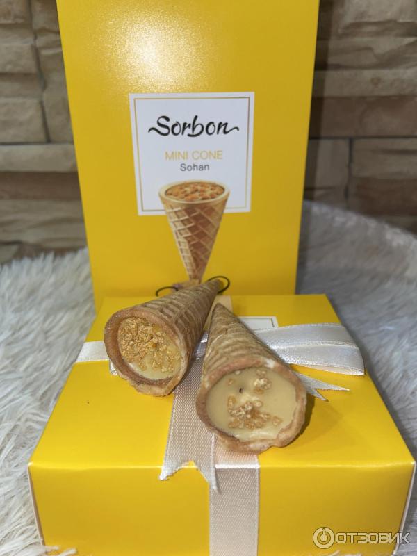 Мини-рожок хрустящий с начинкой Sorbon Сохан и воздушные зерна фото