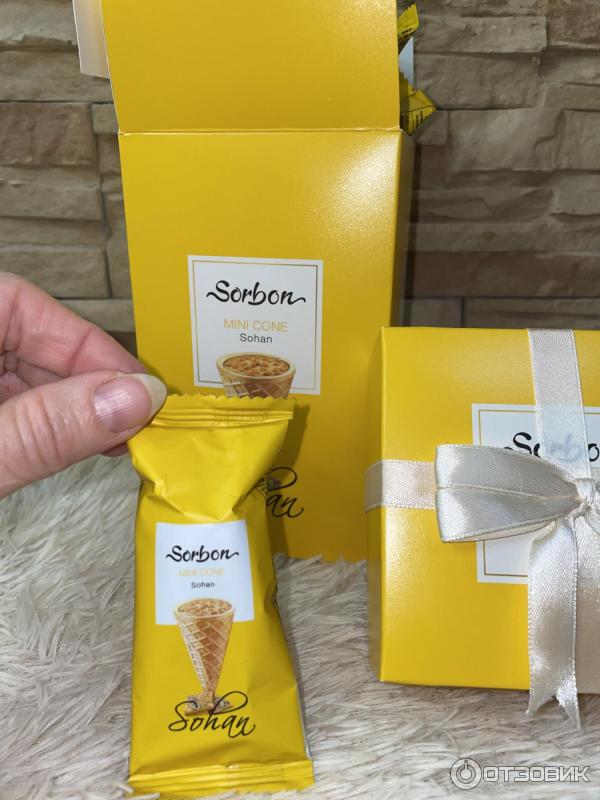 Мини-рожок хрустящий с начинкой Sorbon Сохан и воздушные зерна фото