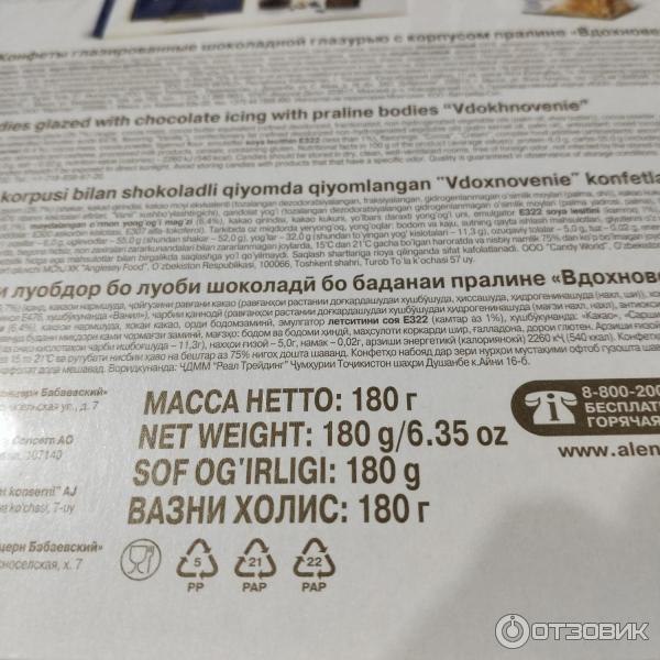 Отзыв о Шоколадные конфеты "Вдохновение" | Вдохновение сейчас не то