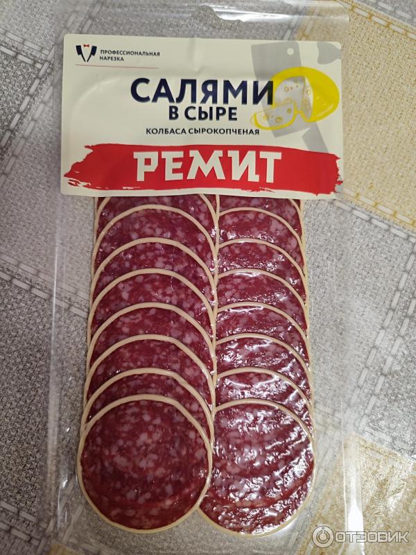 Колбаса сырокопченая Ремит Салями в сыре фото